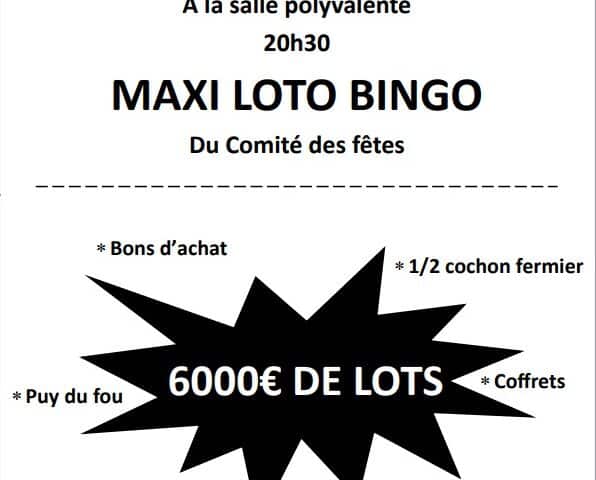 Maxi loto bingo du comité des fêtes