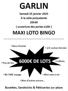 Maxi loto bingo du comité des fêtes 2025