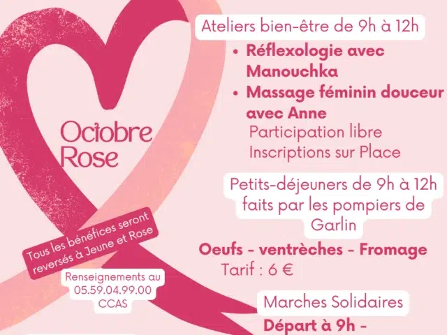 OCTOBRE ROSE A GARLIN : MOBILISONS-NOUS ENSEMBLE CONTRE LE CANCER DU SEIN !